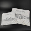 סט טלית תפילין מהודר מבד דמוי עור בצבע לבן ובתחתית משובץ אבנים